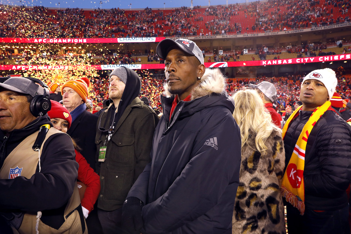 Patrick Mahomes' parents, including his father pictured here watching his son win the 2020 AFC Championship Game, raised their son to value hard work.