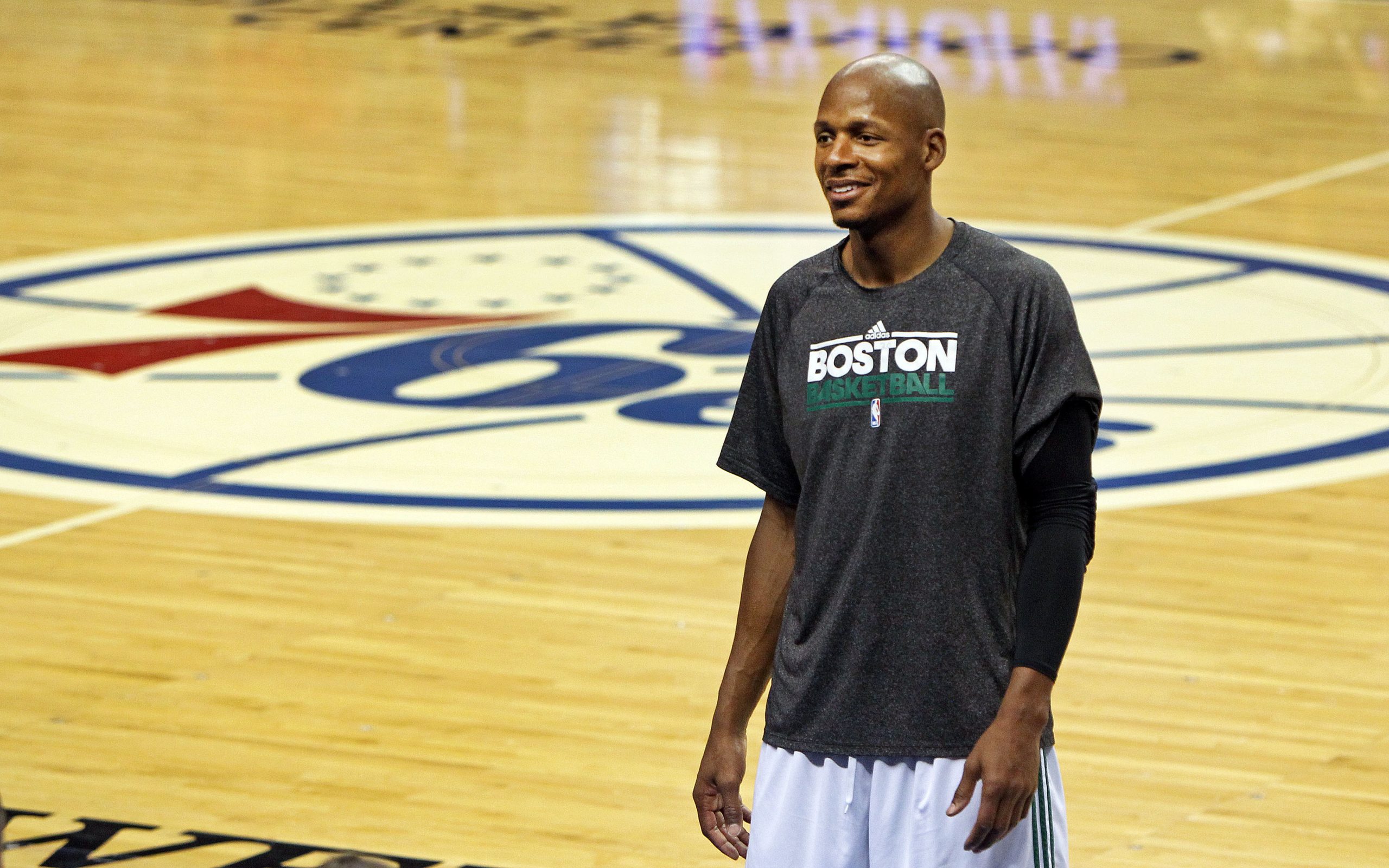 The Celtics' Ray Allen was out on the court early, as usual, working on his game, as the Boston Celtics visited the Philadelphia 76ers.