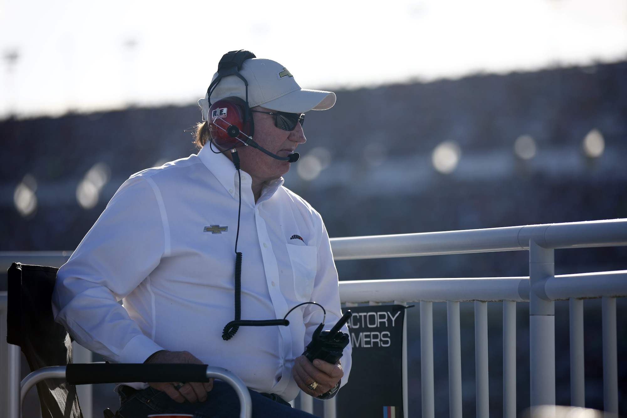 Richard Childress looks on during race