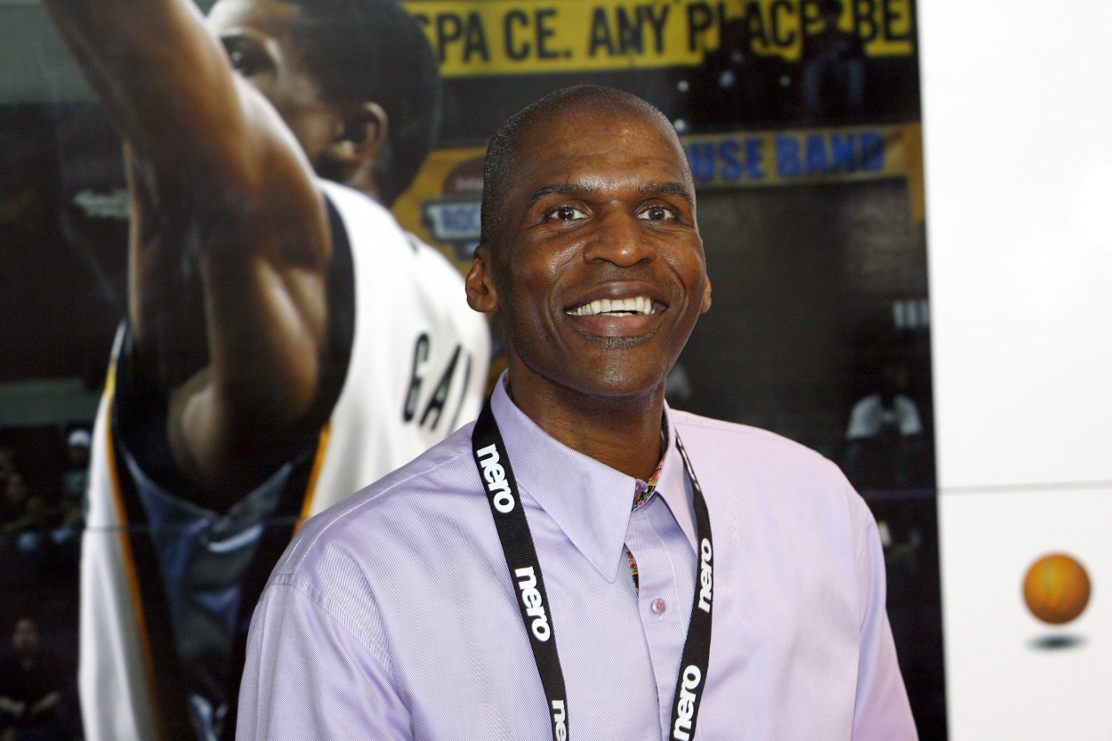 Basketball Hall of Famer Robert Parish at the Haier booth at the 2009 International Consumer Electronics Show.