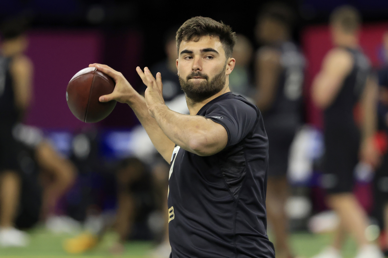North Carolina quarterback Sam Howell at the 2022 NFL Combine.