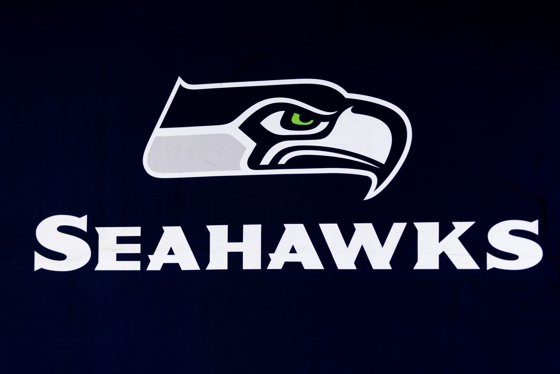 Seattle Seahawks logo seen at the Los Angeles Convention Center during the Super Bowl Experience