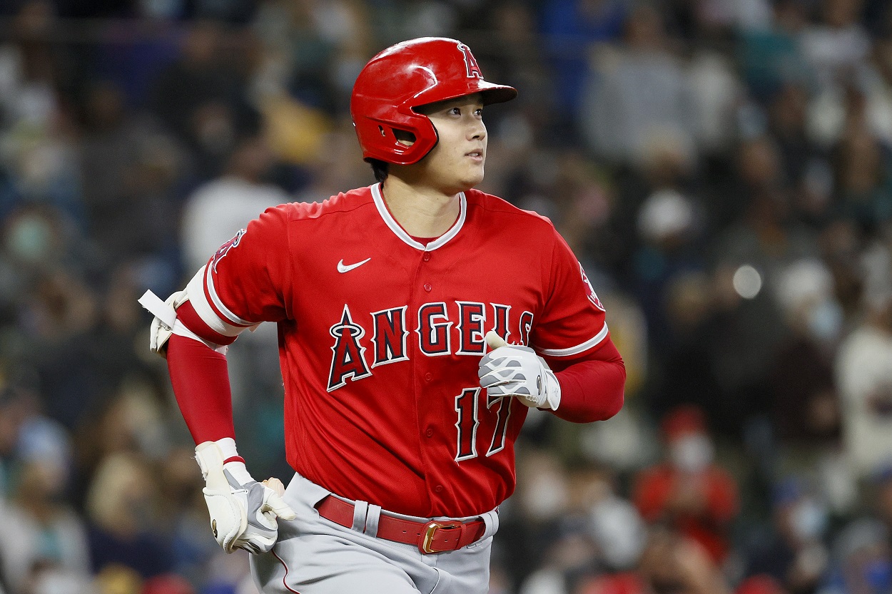 Shohei Ohtani during an Angels-Mariners matchup in October 2021