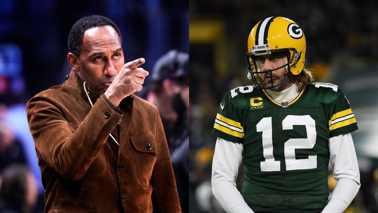 ESPN's Stephen A. Smith (L) blames Green Bay Packers QB Aaron Rodgers (R) for the Davante Adams trade.