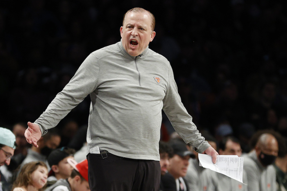 Tom Thibodeau on the sidelines for the New York Knicks