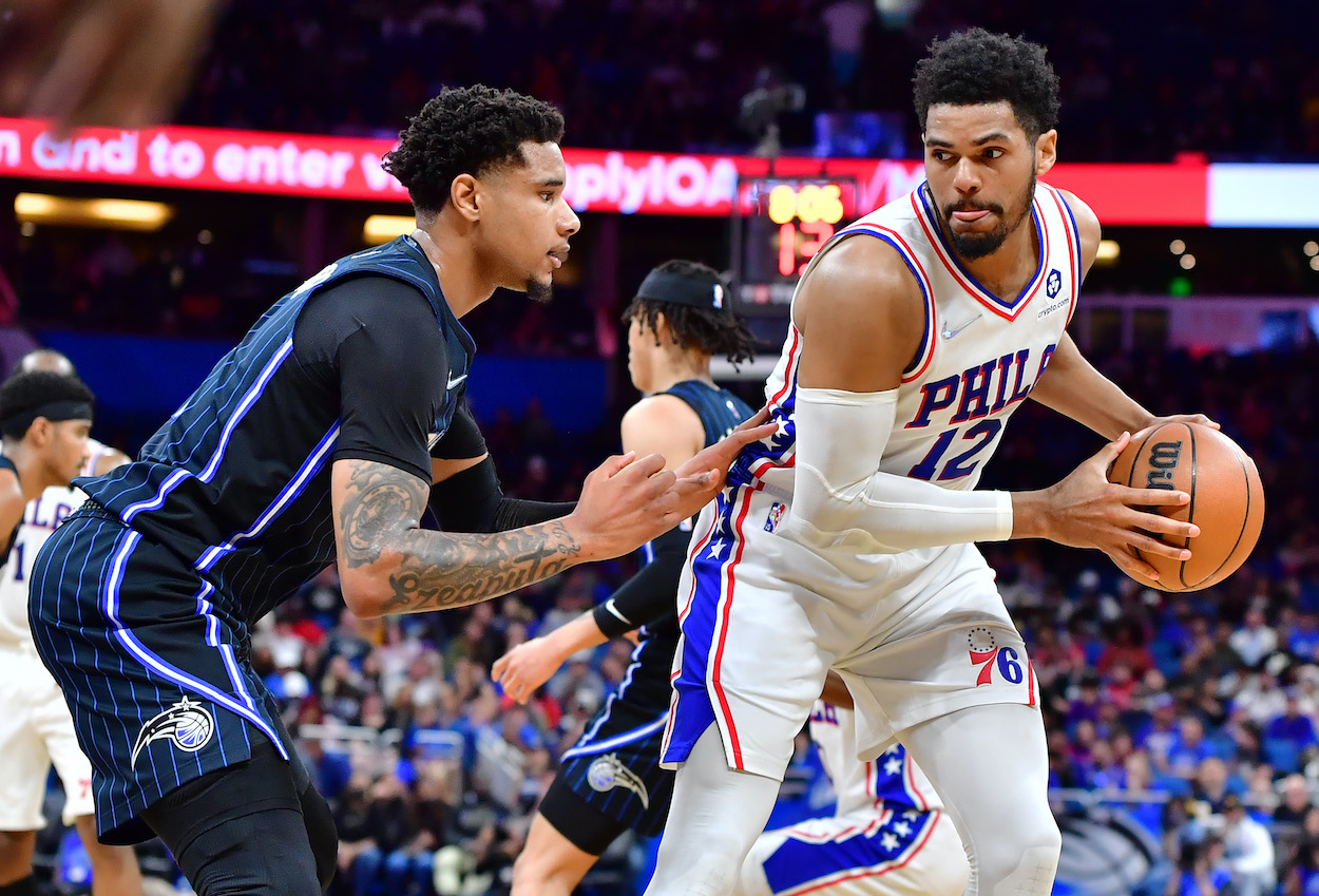 Tobias Harris drives against the Orlando Magic.