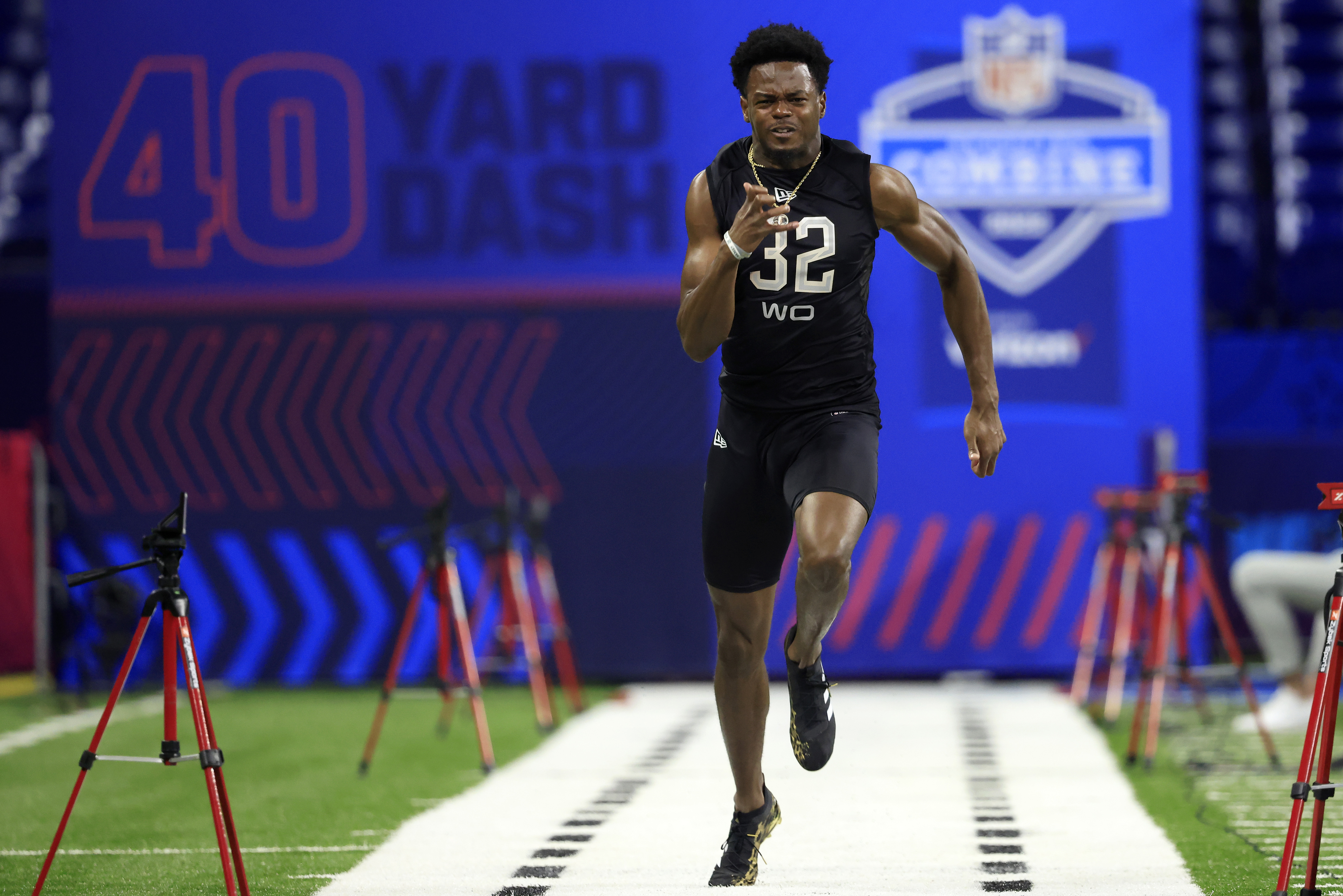 Baylor wide receiver Tyquan Thornton runs the 40-yard dash at the NFL Combine
