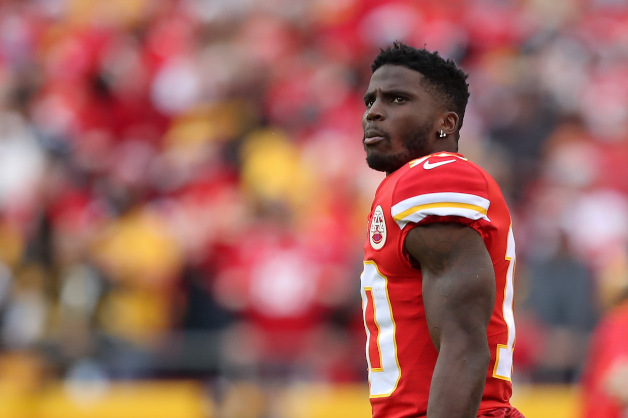 Kansas City Chiefs wide receiver Tyreek Hill before a 2021 game vs. the Pittsburgh Steelers.