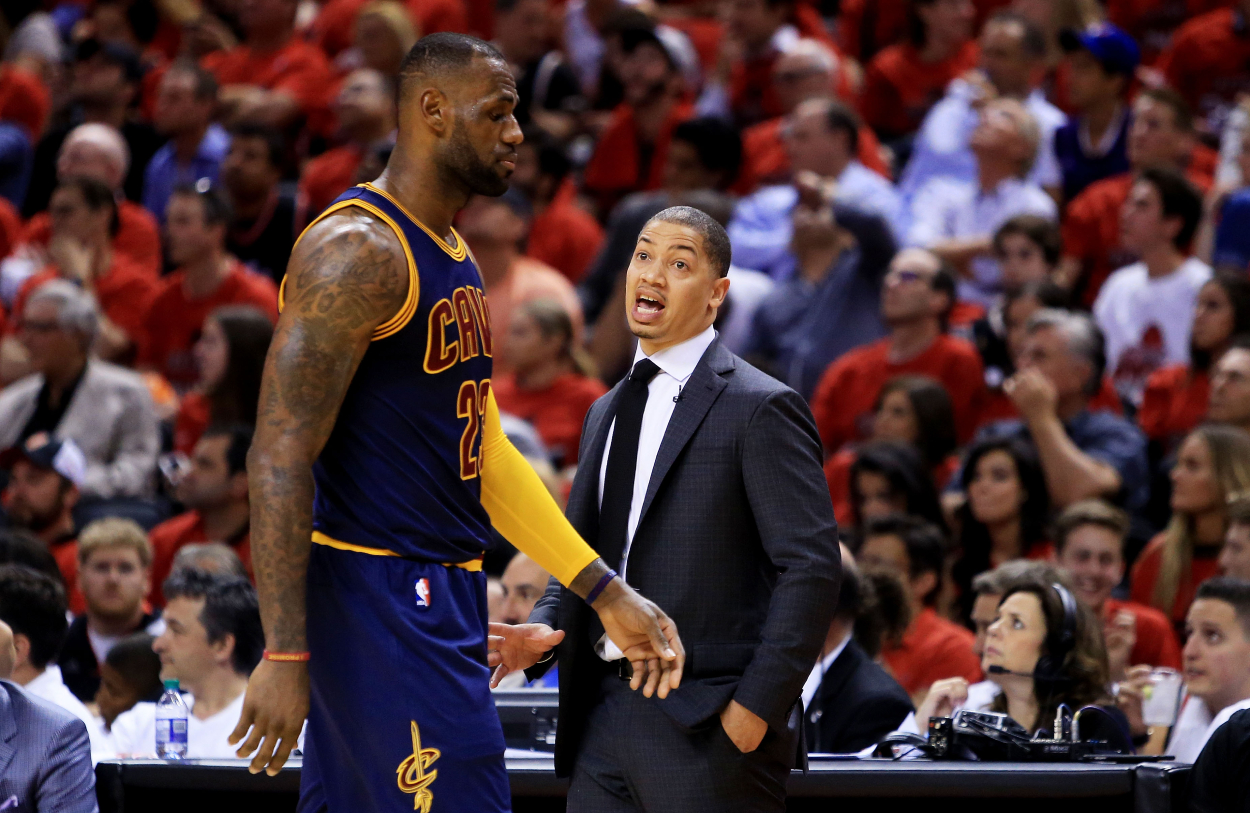 Former Cleveland Cavaliers head coach Tyronn Lue with LeBron James in 2016.