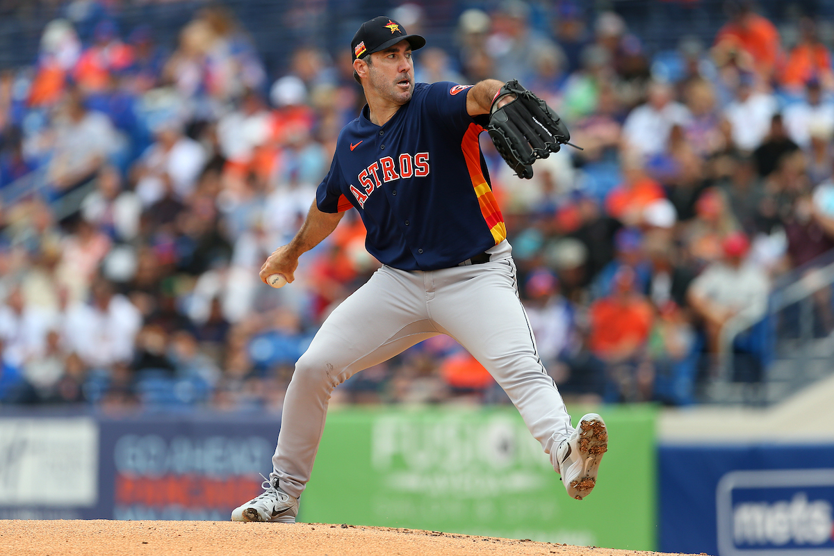 Justin Verlander throws a pitch for the Houston Astros