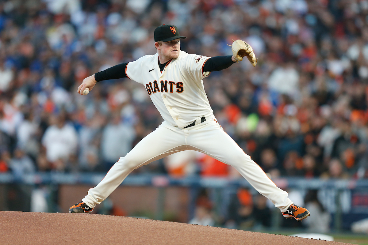 San Francisco Giants starting pitcher Logan Webb throws off the mound.