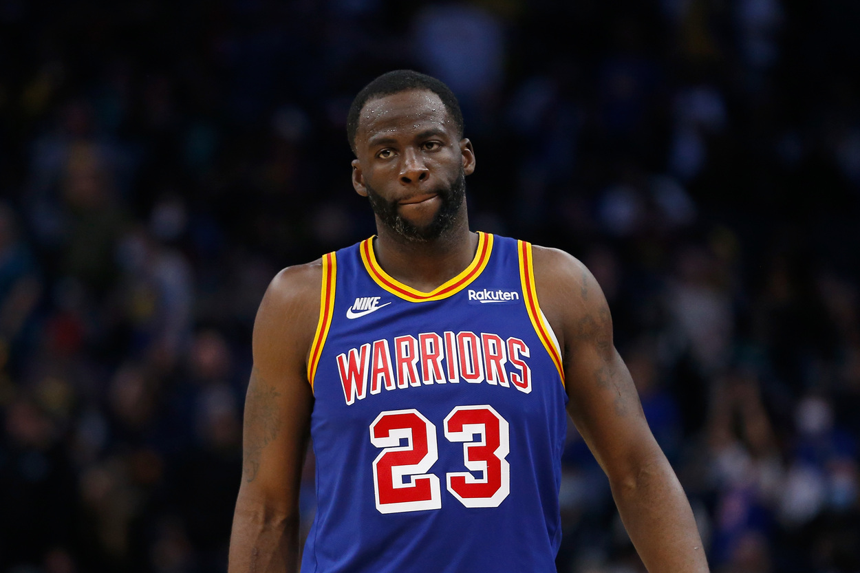Golden State Warriors forward Draymond Green looks down the court.