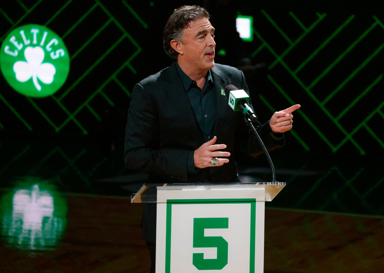 Boston Celtics owner Wyc Grousbeck says, thank you, to Kevin Garnett during his number retirement ceremony.
