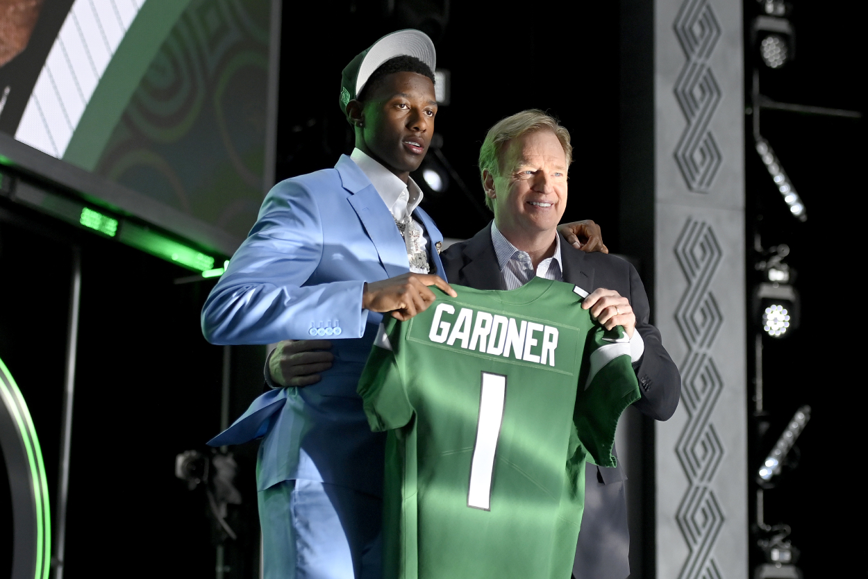 New York Jets and former Cincinnati Bearcats cornerback Ahmad "Sauce" Gardner during the 2022 NFL Draft.