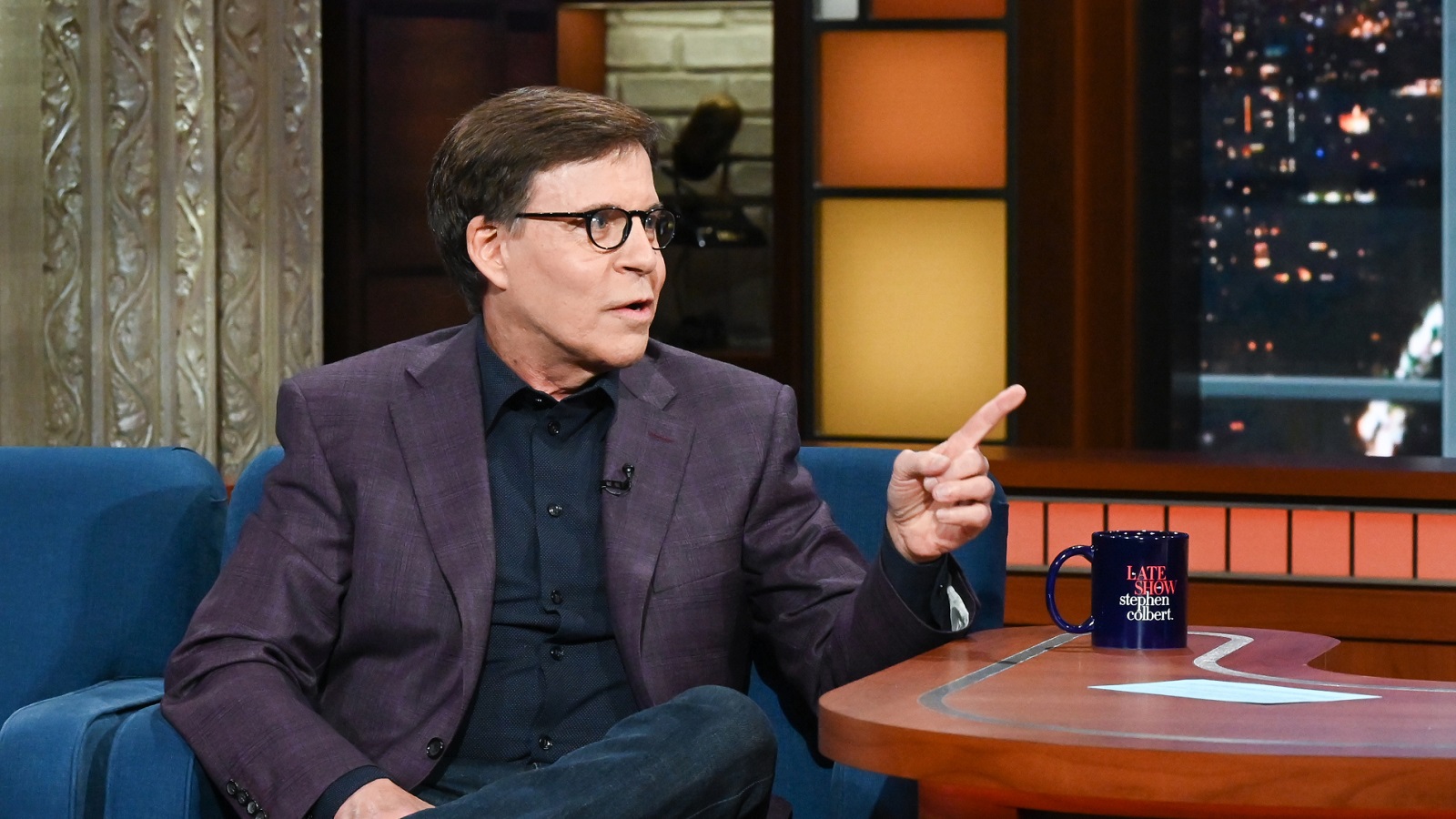 The Late Show with Stephen Colbert and guest Bob Costas during the July 21, 2021 show.
