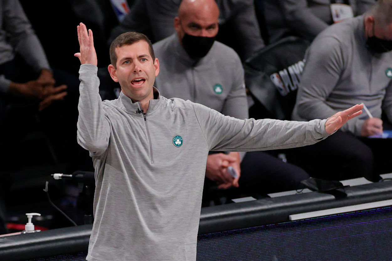 Brad Stevens coaching the Boston Celtics.