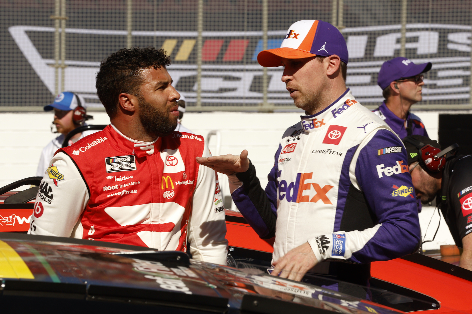 Bubba Wallace and Denny Hamlin talk