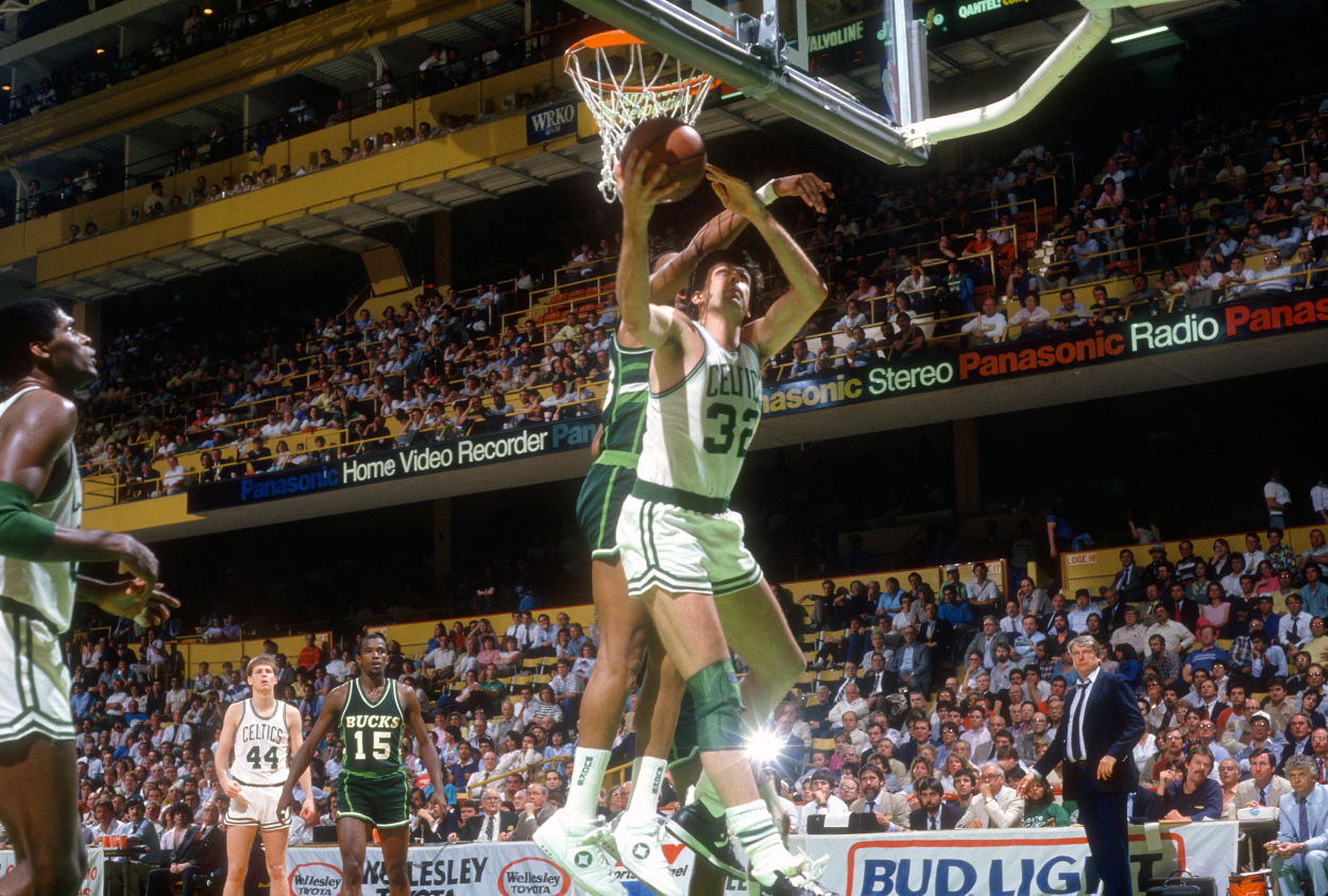 Kevin McHale of the Boston Celtics shoots against the Milwaukee Bucks.