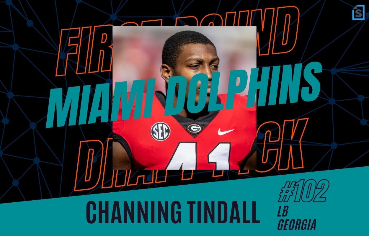 Channing Tindall of the Miami Dolphins