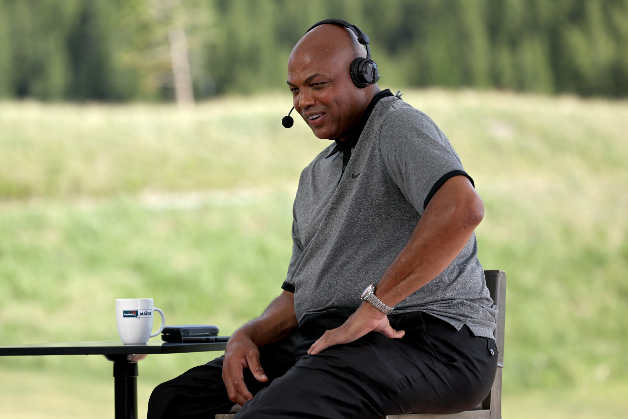 Charles Barkley looks on during Capital One's The Match at The Reserve at Moonlight Basin on July 06, 2021, in Big Sky, Montana.