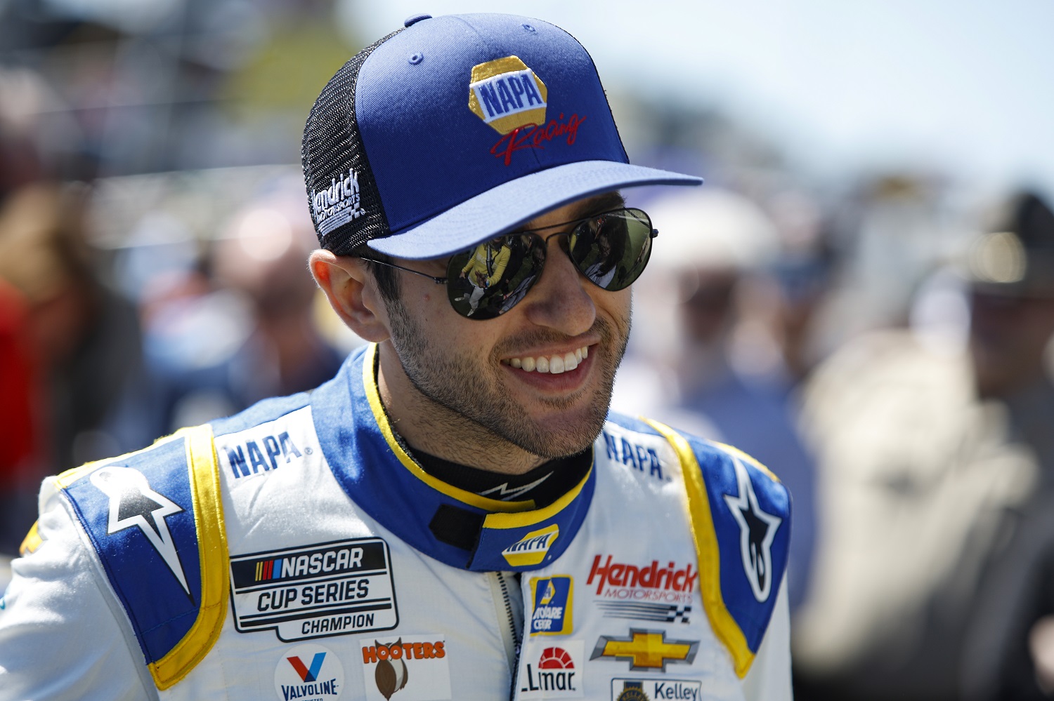 Chase Elliott waits on the grid prior to the NASCAR Cup Series Folds of Honor QuikTrip 500 at Atlanta Motor Speedway on March 20, 2022.