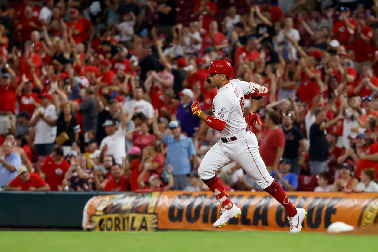 Cincinnati Reds star Joey Votto after hitting a home run in 2021.