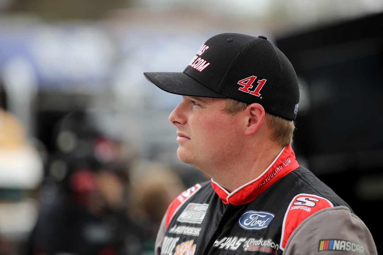 Cole Custer during qualifying for the 2022 NASCAR Cup Series Blue-Emu Maximum Pain Relief 400