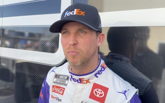 Denny Hamlin visits with media
