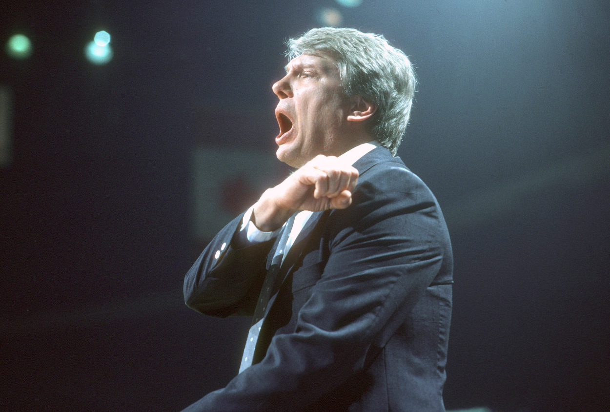 Head coach Don Nelson of the Milwaukee Bucks reacts to the play on the court.