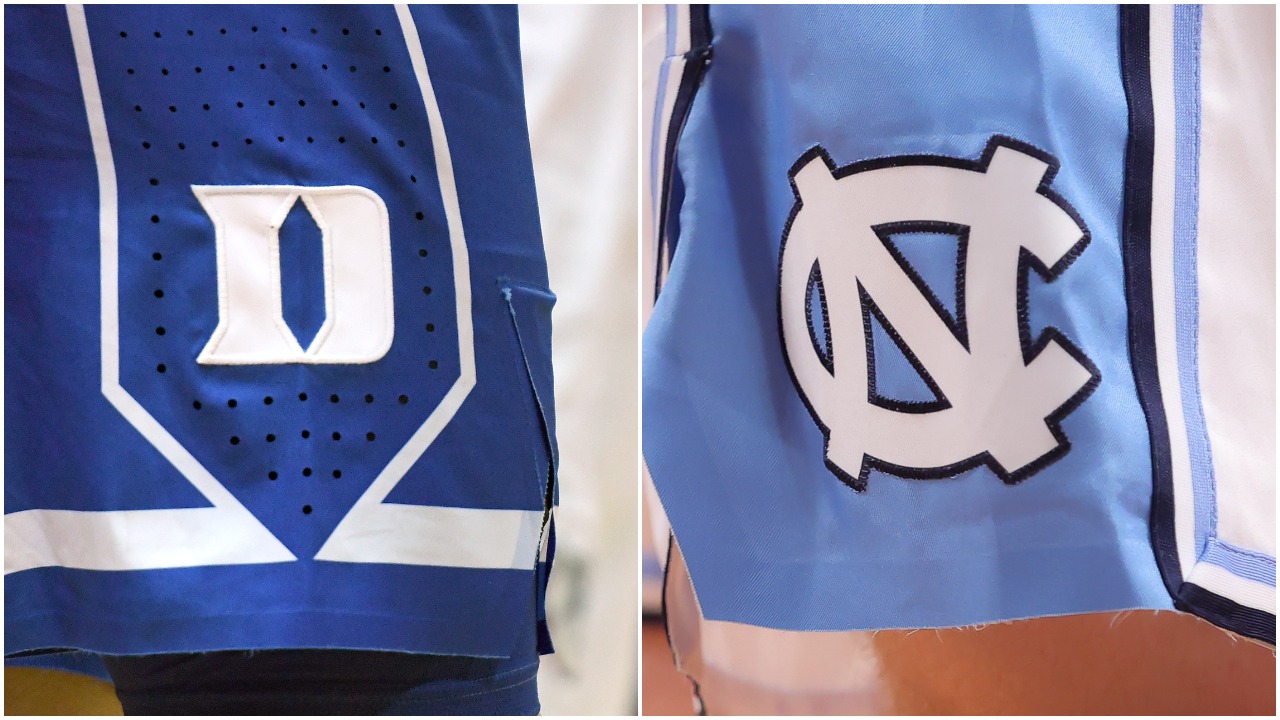 The logos of the Duke Blue Devils and North Carolina Tar Heels