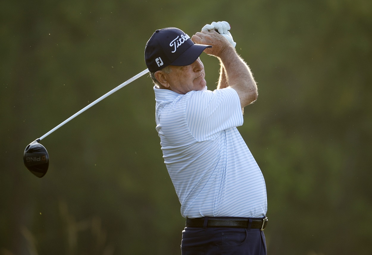 Jay Haas tees off at the 2022 PGA Tour Zurich Classic of New Orleans