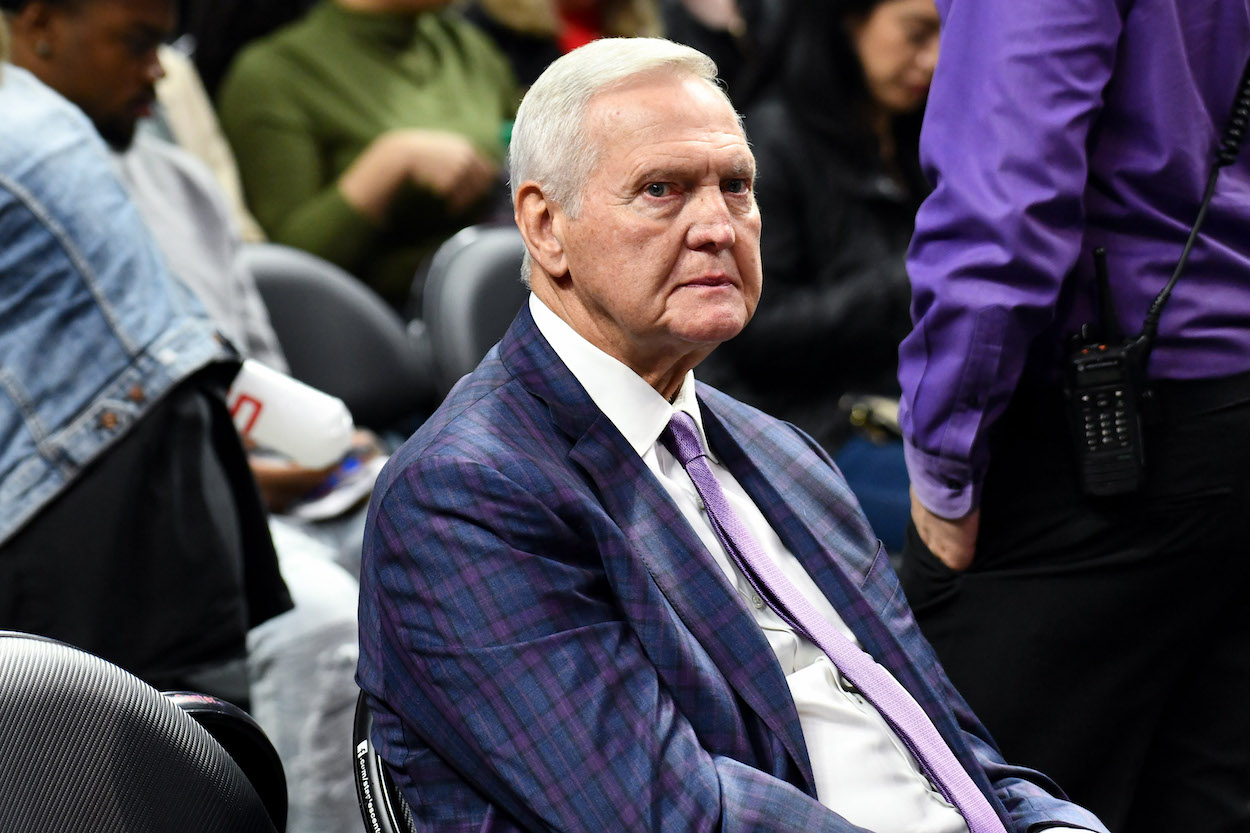 Jerry West watches a game between the Clippers and Hornets.