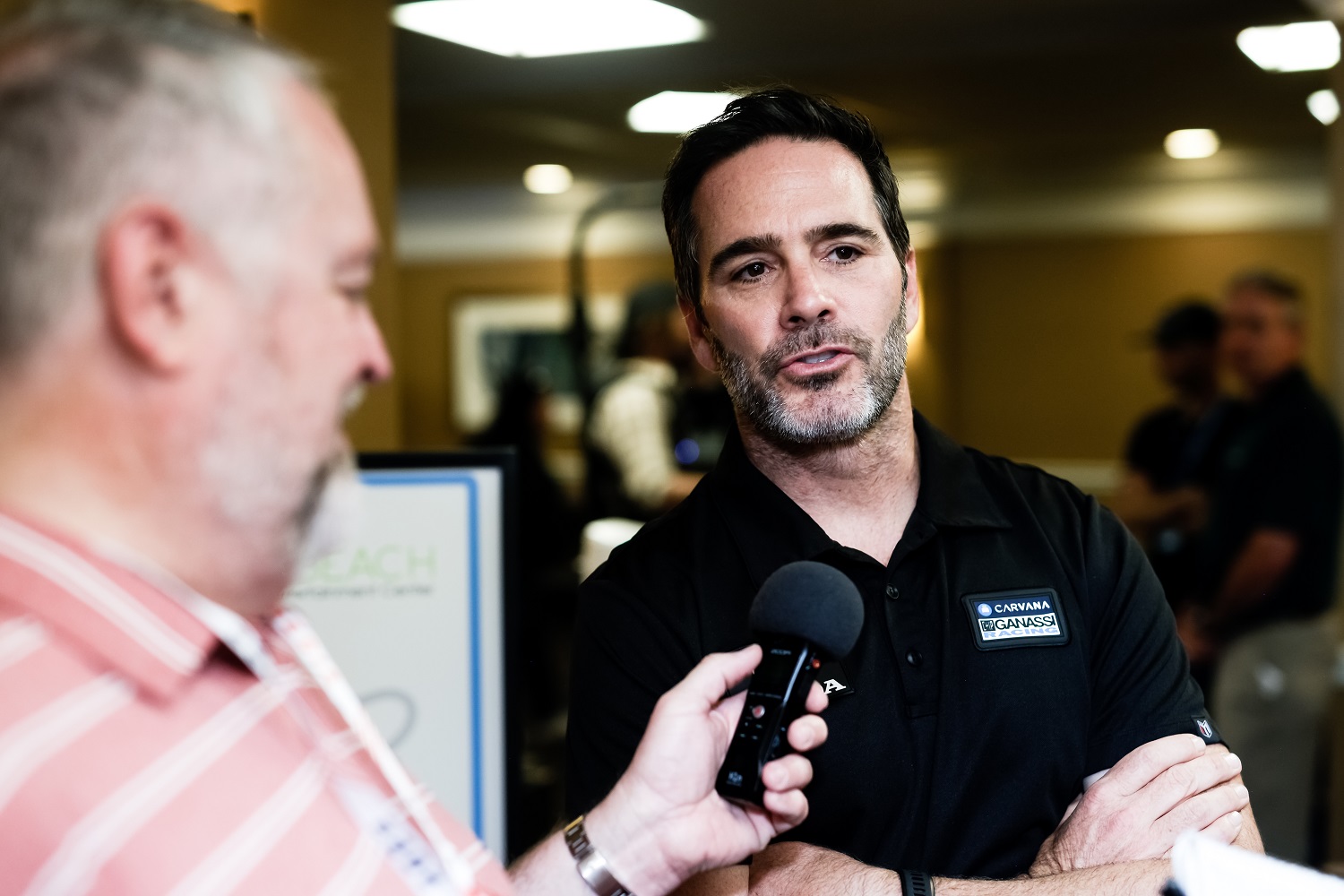 IndyCar Series competitor Jimmie Johnson attends the driver introductions at the 2022 Acura Grand Prix Of Long Beach on April 8, 2022 in Long Beach, California.