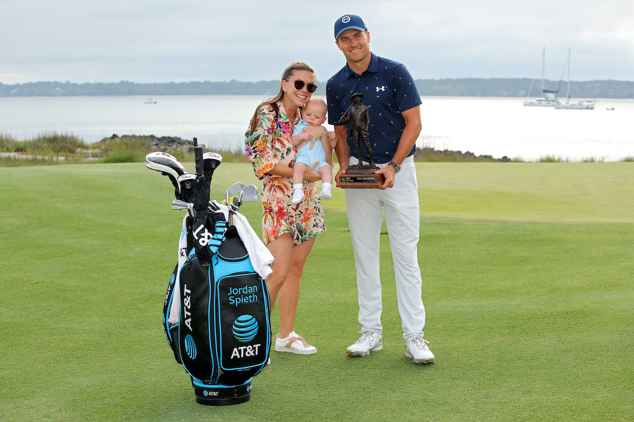 Jordan Spieth poses with his family after winning the RBC Heritage.