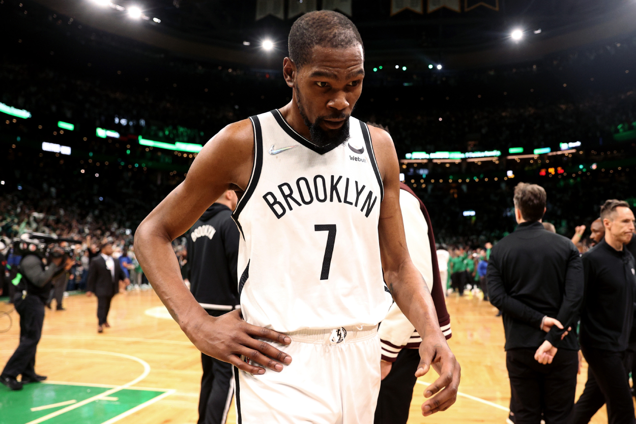 Brooklyn Nets superstar Kevin Durant after losing to the Celtics in 2022.