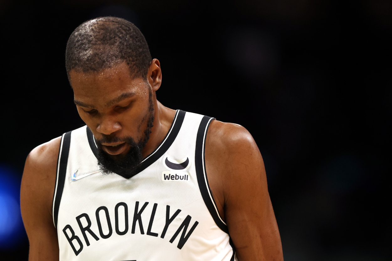 Brooklyn Nets star Kevin Durant during an NBA playoff game against the Boston Celtics in 2022.