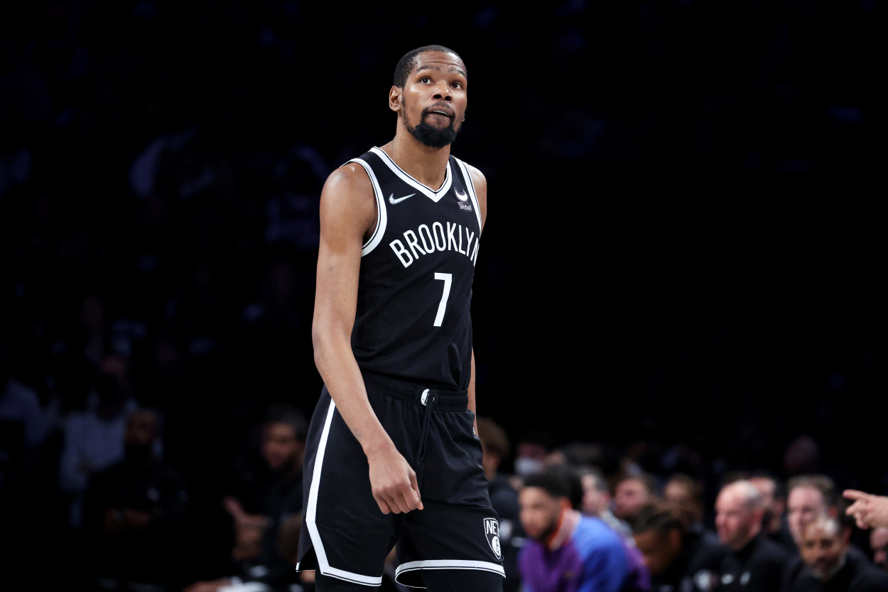 Brooklyn Nets star Kevin Durant during a game against the Boston Celtics in the 2022 playoffs.