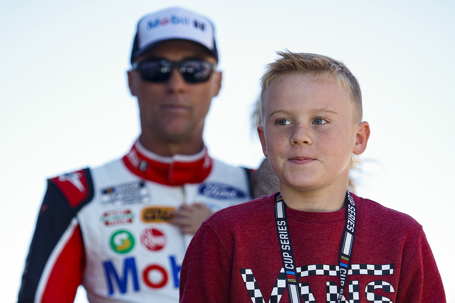 Keelan Harvick, the son of NASCAR Cup Series driver Kevin Harvick, walks onstage during driver intros prior to the Folds of Honor QuikTrip 500 at Atlanta Motor Speedway on March 20, 2022.