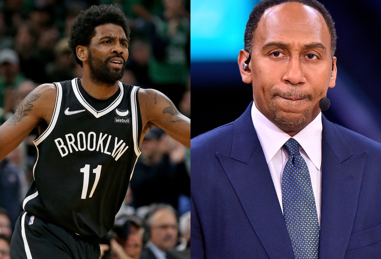 Brooklyn Nets star Kyrie Irving and ESPN commentator Stephen A. Smith.