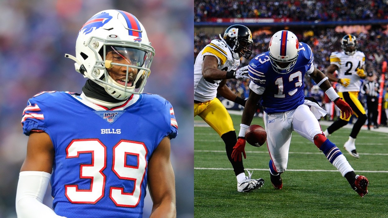 (L-R) Former Buffalo Bills CB Levi Wallace in 2019, former Bills WR Stevie Johnson in 2010.