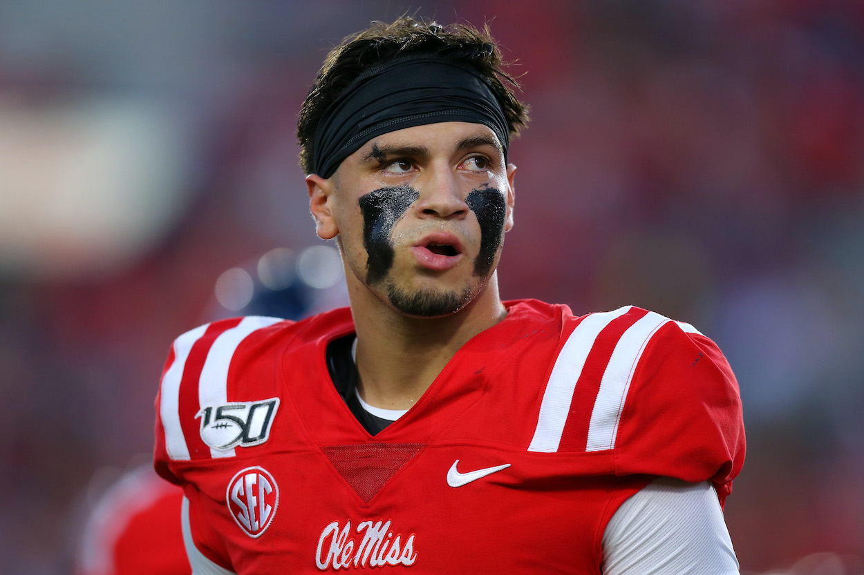 Matt Corral of the Mississippi Rebels, who Peter Schrager thinks the Seattle Seahawks will trade up to take in the 2022 NFL Draft.