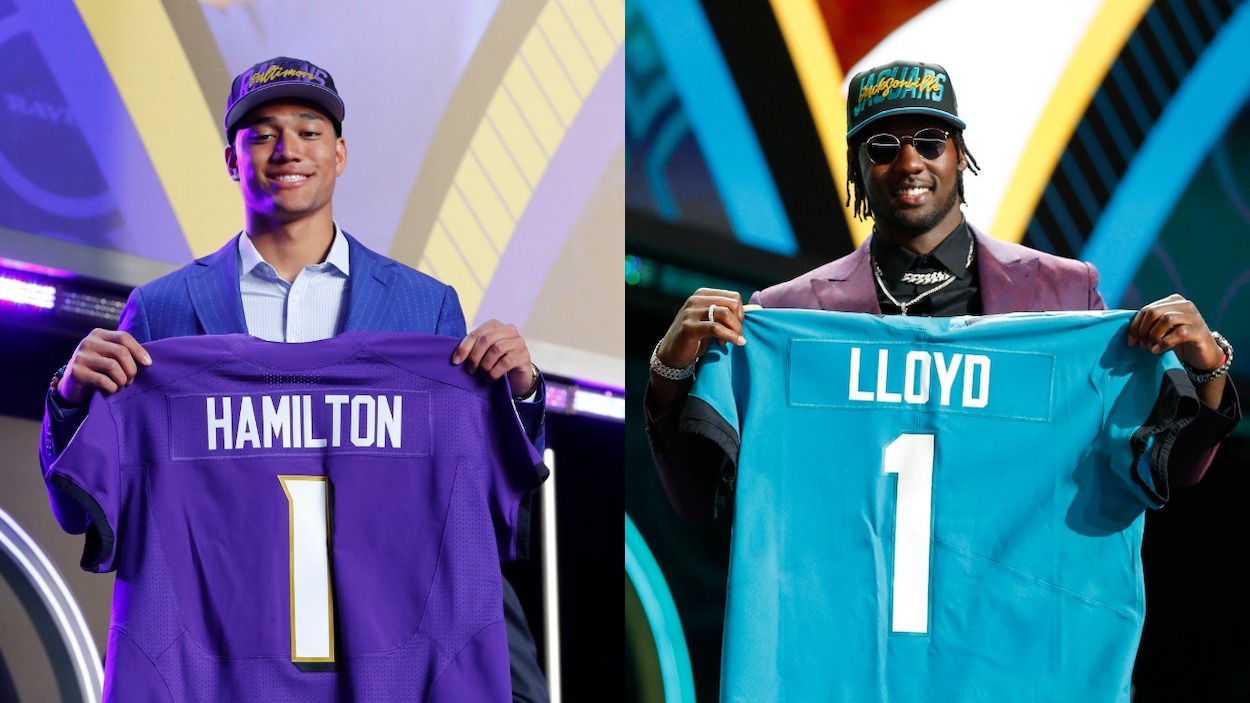 2022 NFL Draft winners and losers include the Baltimore Ravens who drafted Notre Dame S Kyle Hamilton (L) and the Jacksonville Jaguars who picked Utah LB Devin Lloyd (R).