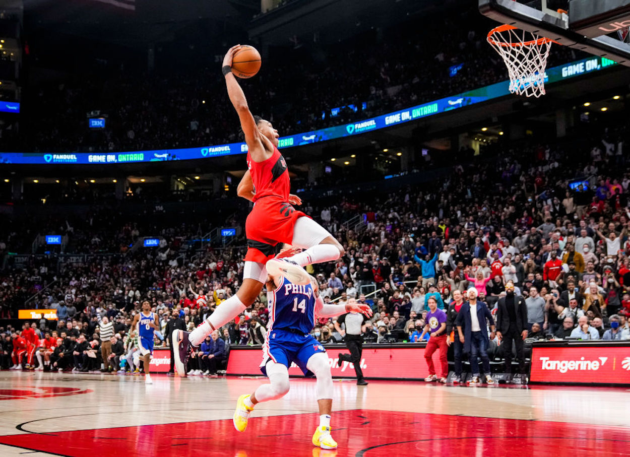 Toronto Raptors rookie Scottie Barnes in NBA action.