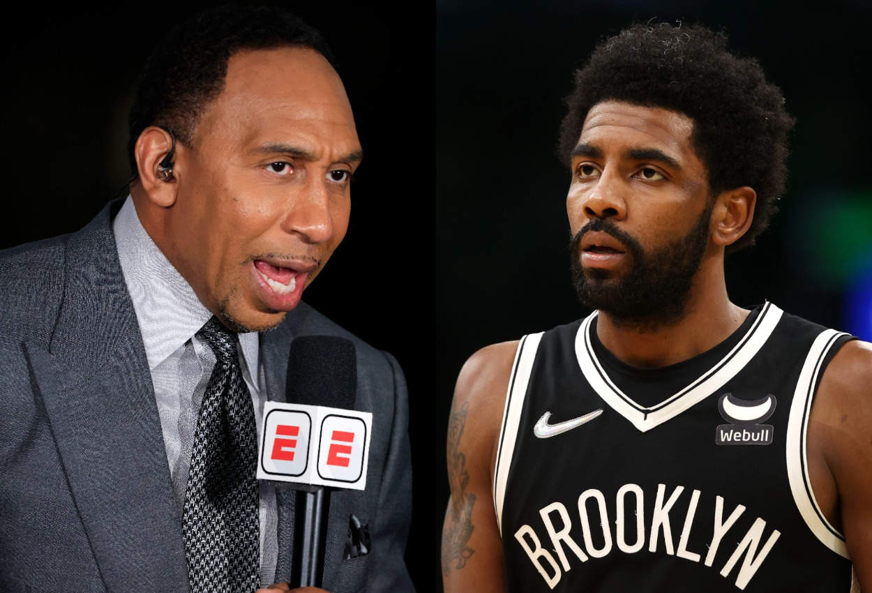 ESPN's Stephen A. Smith and Brooklyn Nets point guard Kyrie Irving.