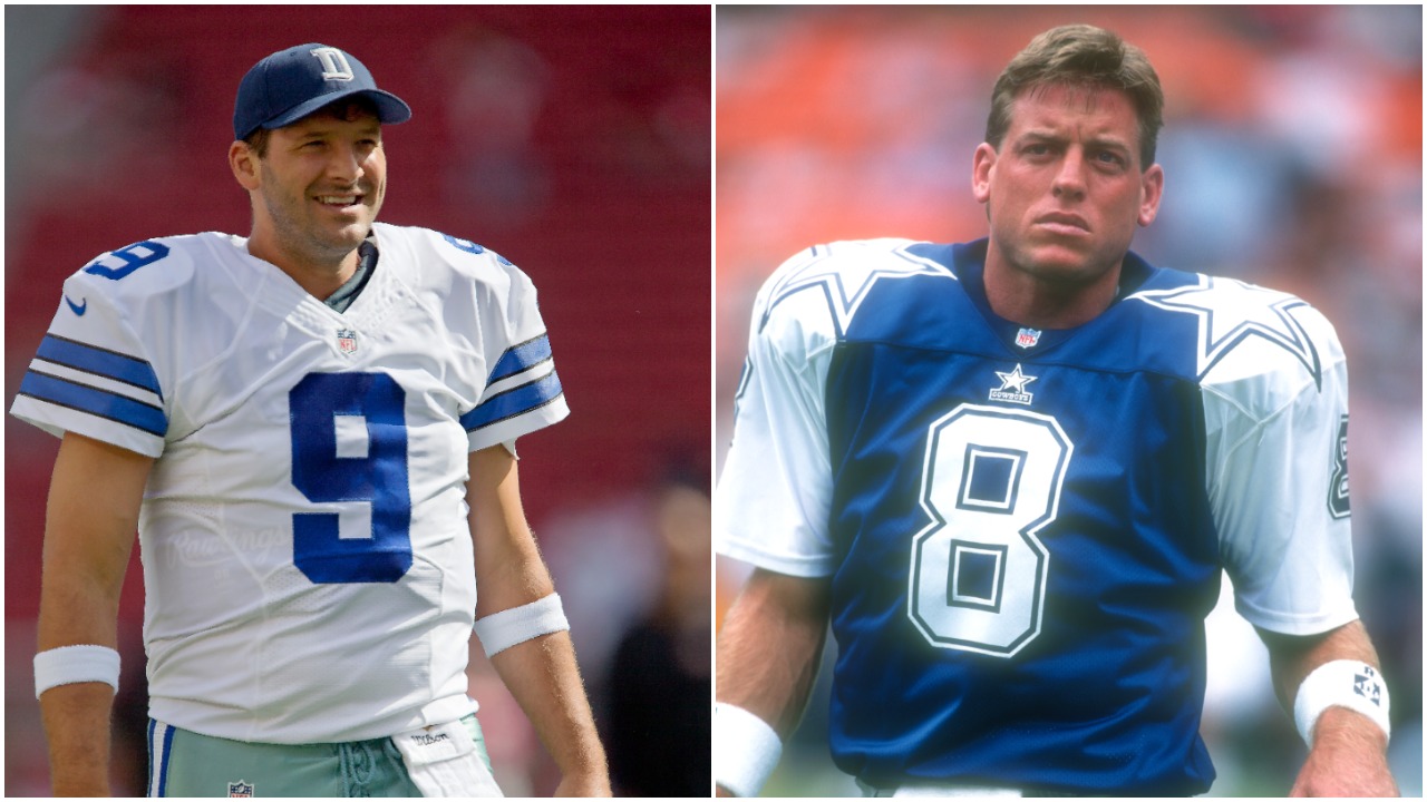 Former Dallas Cowboys quarterbacks Tony Romo and Troy Aikman
