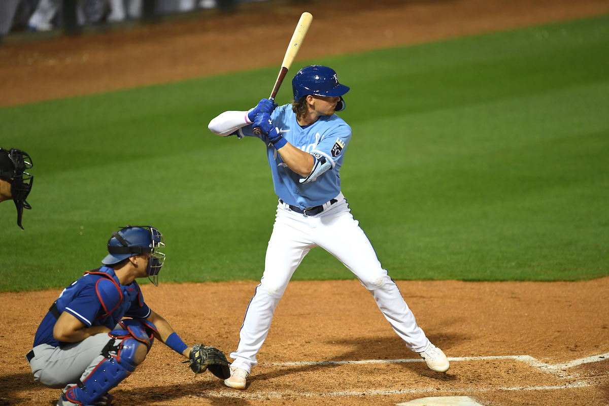 Bobby Witt Jr. at the plate for the Kansas City Royals.