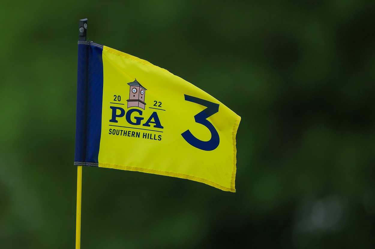 2022 PGA Championship flag at Southern Hills Country Club
