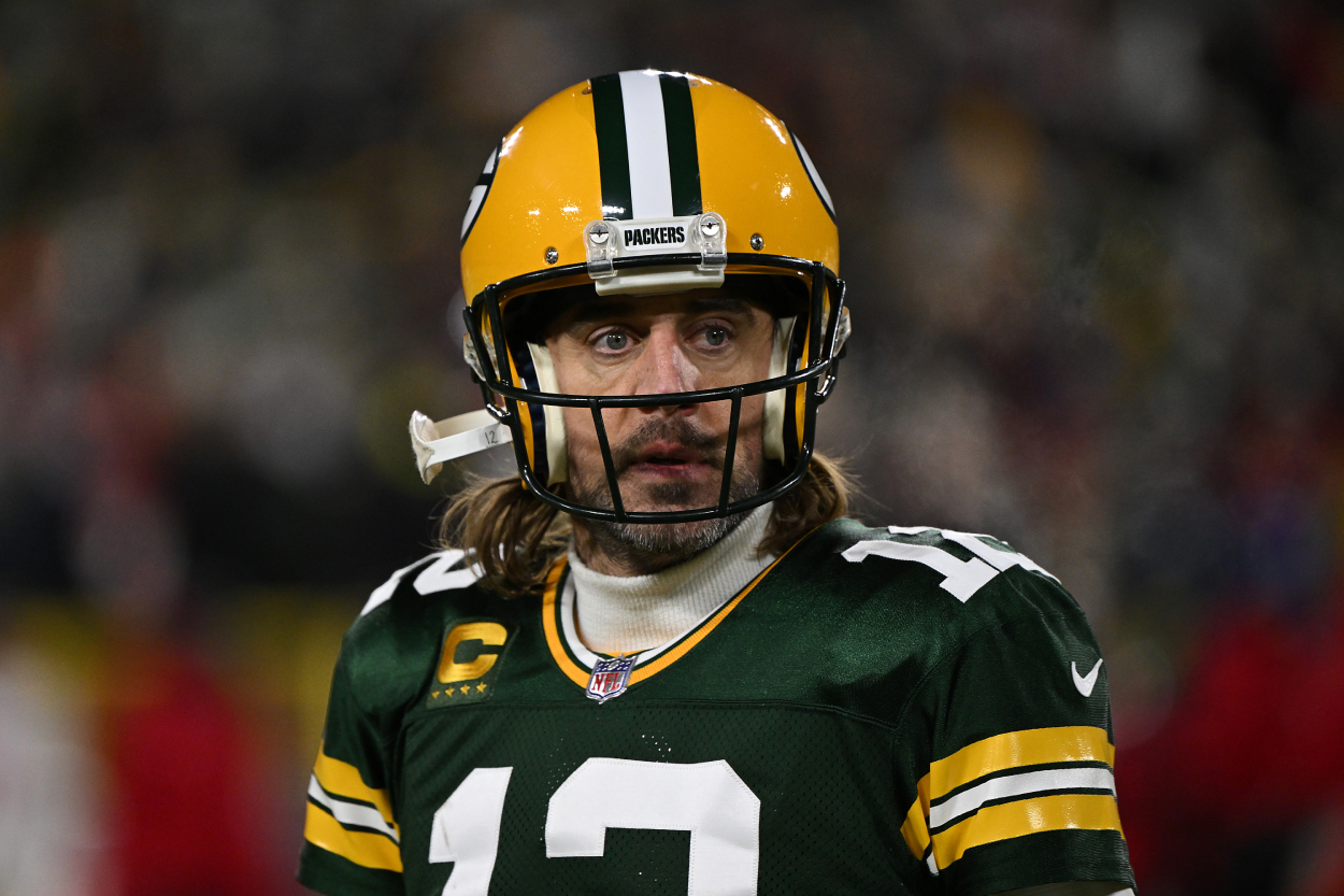 Green Bay Packers quarterback Aaron Rodgers during a playoff game in 2022.