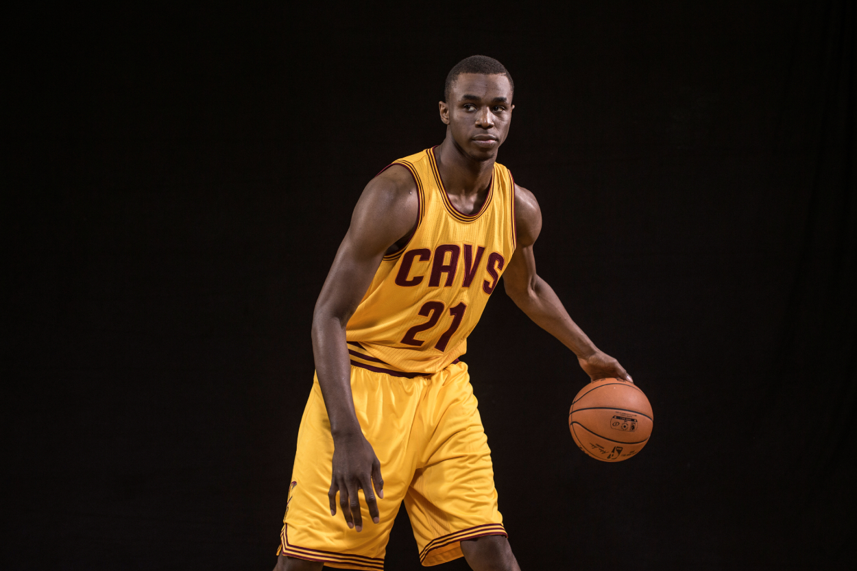 Andrew Wiggins during his rookie photoshoot with the Cleveland Cavaliers in 2014.