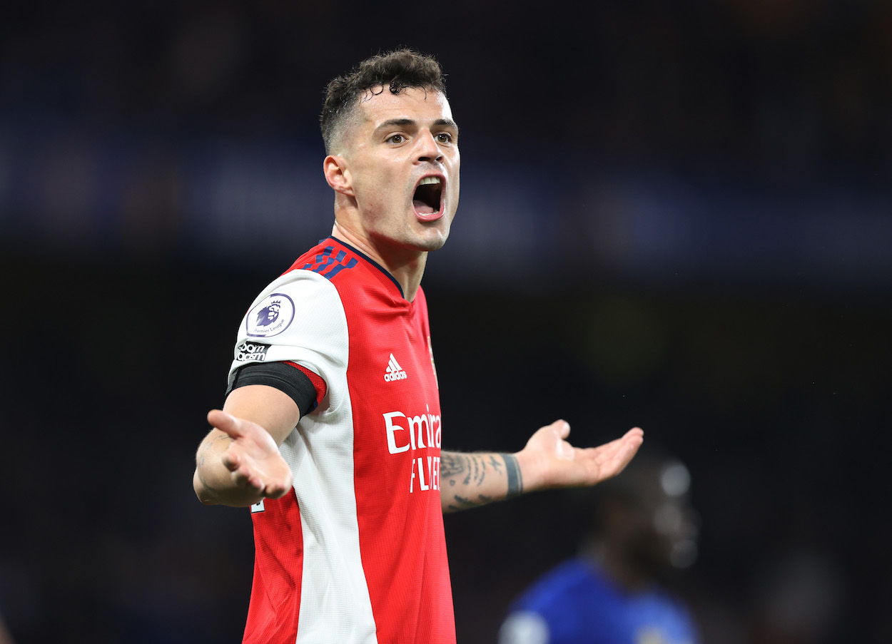 Granit Xhaka of Arsenal during the Premier League match between Chelsea and Arsenal.